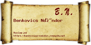 Benkovics Nándor névjegykártya