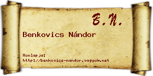 Benkovics Nándor névjegykártya